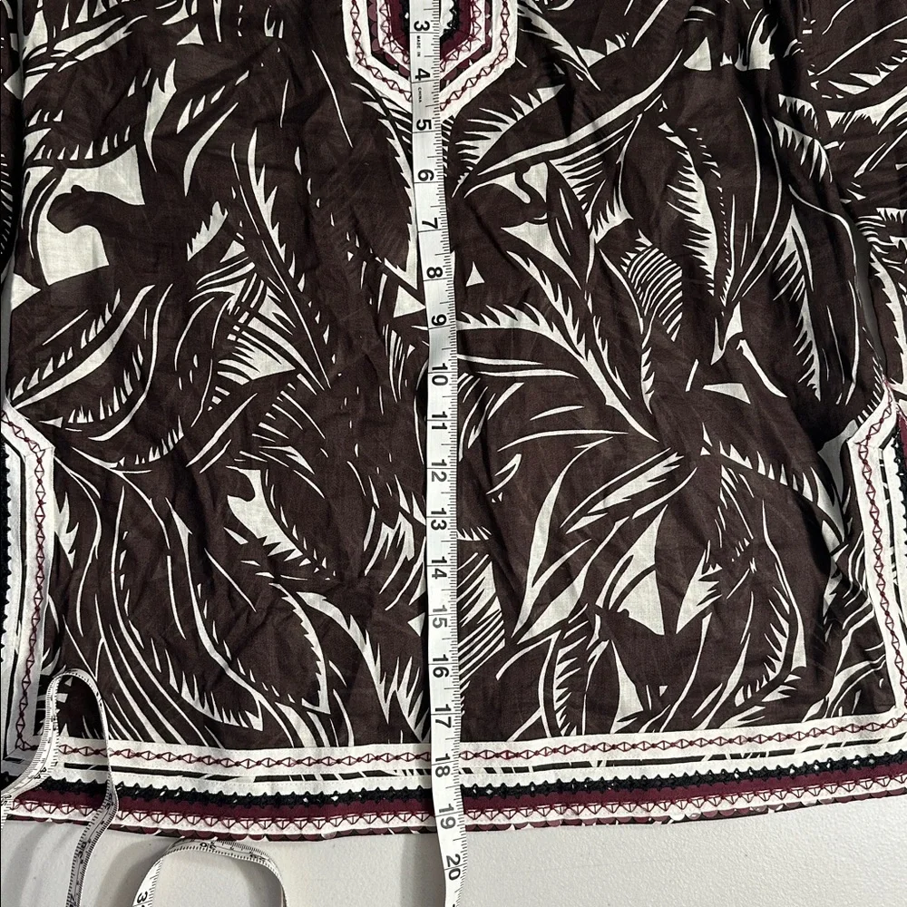 Tory Burch Beach Tunic Brown Palm Fronds Tropical Flamingo Size 6 Sequins - Picture 11 of 12